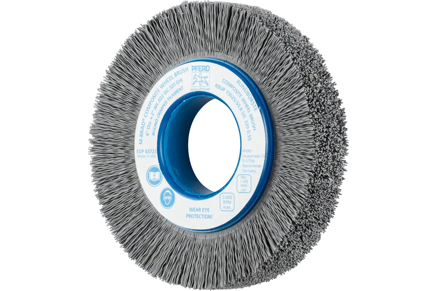 Picture of Pferd M-BRAD® Composite Wheel Brush 6" Dia. .022/320 Grit Silicon Carbide 2" Arbor
